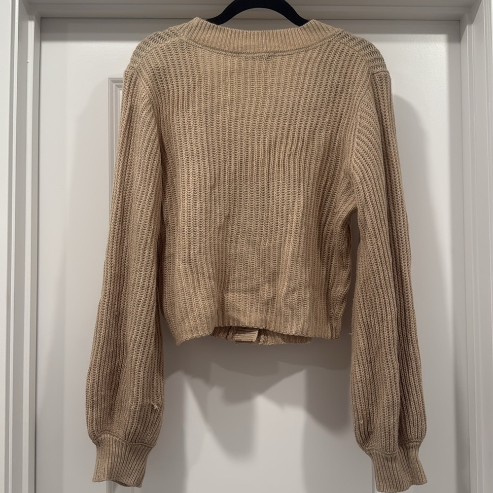 Tan Button Up Cardigan Sweater - Picture 2 of 5
